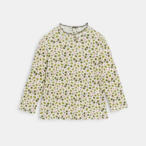 تيشيرت كوت مسطح وياقة متموّجة باللون الأخضر للفتيات الرضع.